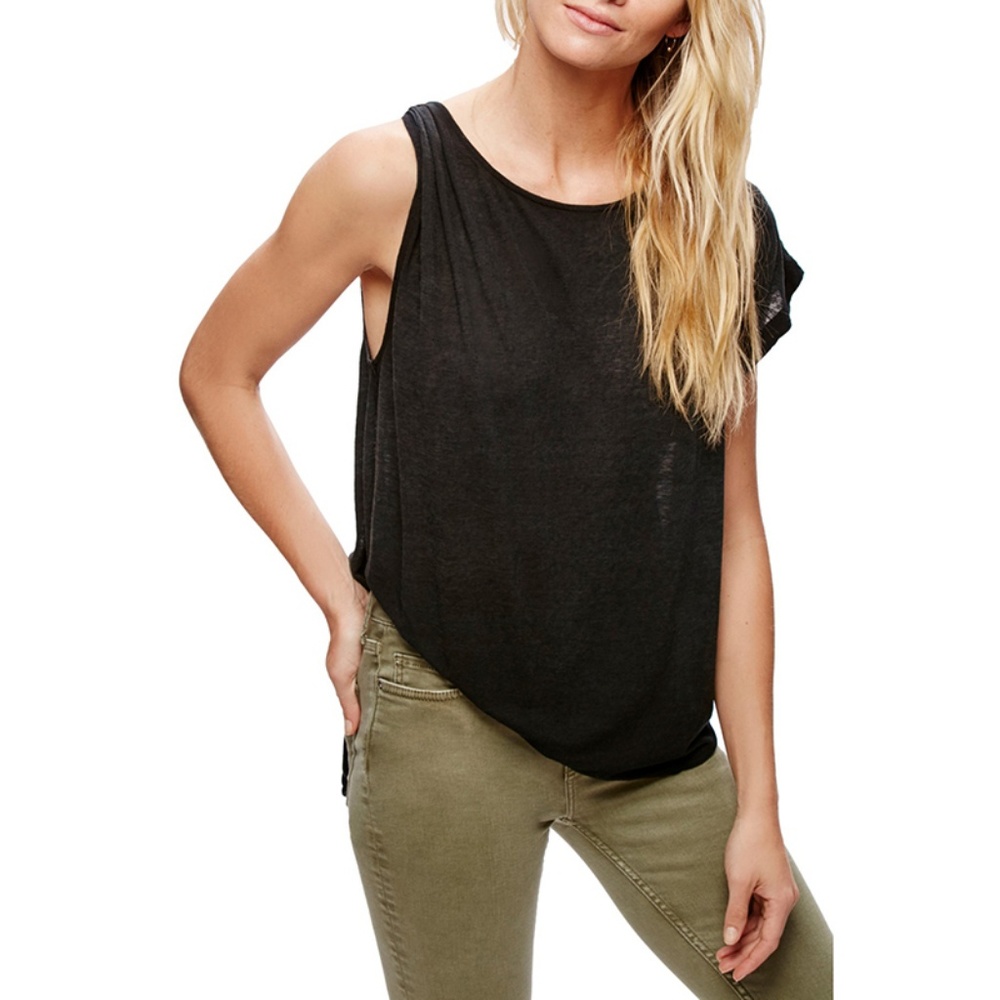 Free People Pluto One-Shoulder T-Shirt Black / CD